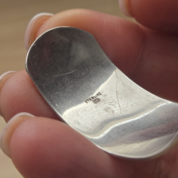 Vintage Sterling Silver 925 Cuff Bangle And Bracelet Wearable 93 Grams No Scrap - Picture 4 of 7